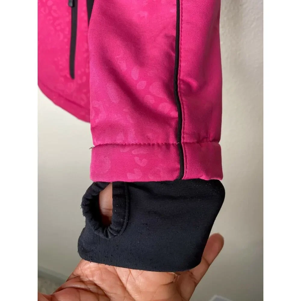 Snowzu Pink Black Hooded Zip Up Pockets Girls Jacket Size 10 12 M Medium